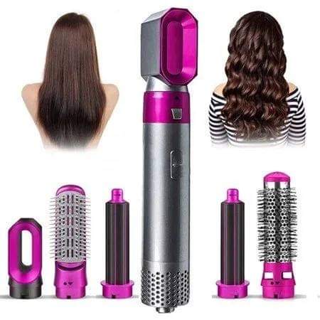 5 IN 1 Hair Dryer, Straightener, Curler, Electric Hair Comb, Hair Curling Wand Detachable Brush