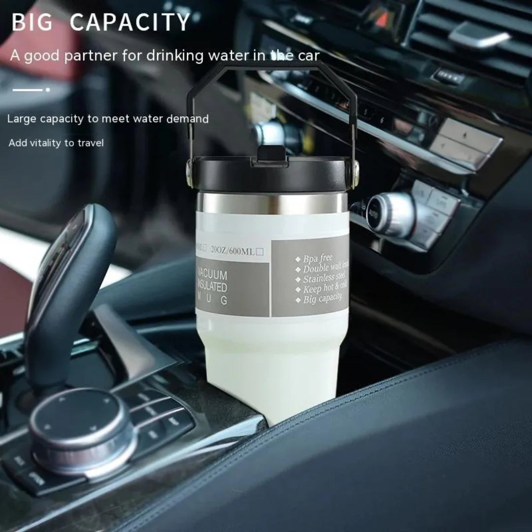 Stainless Steel Thermos Bottle With Straw Sport Vacuum Flask Keeps Cold and Heat 890ml Large Capacity