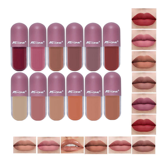 KS-ONE 12pcs Mini Capsule Matte Lip Gloss Set