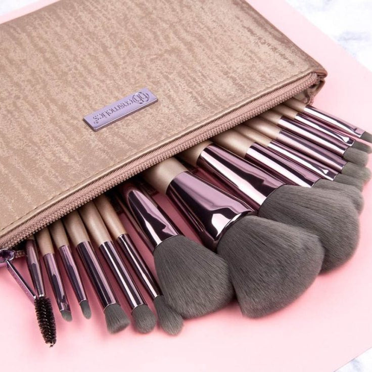 BH Cosmetics Lavish Elegance 15 Piece Brush Set With Cosmetic Bag