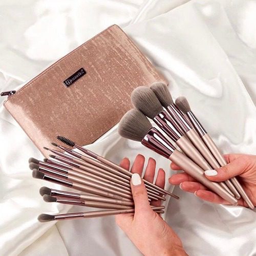 BH Cosmetics Lavish Elegance 15 Piece Brush Set With Cosmetic Bag