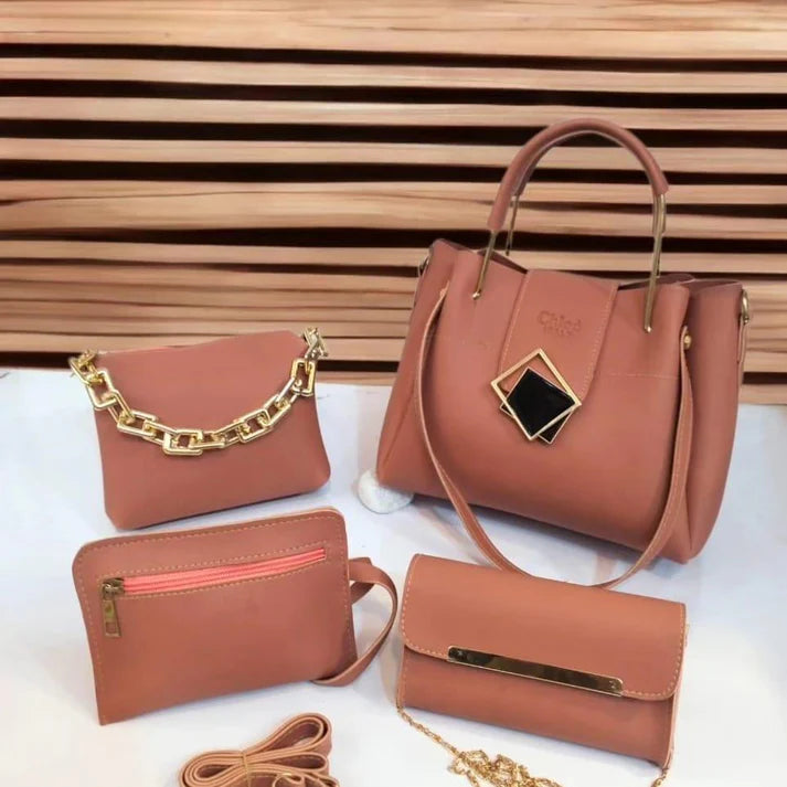 4 PCs Women Premium Quality Bags Set