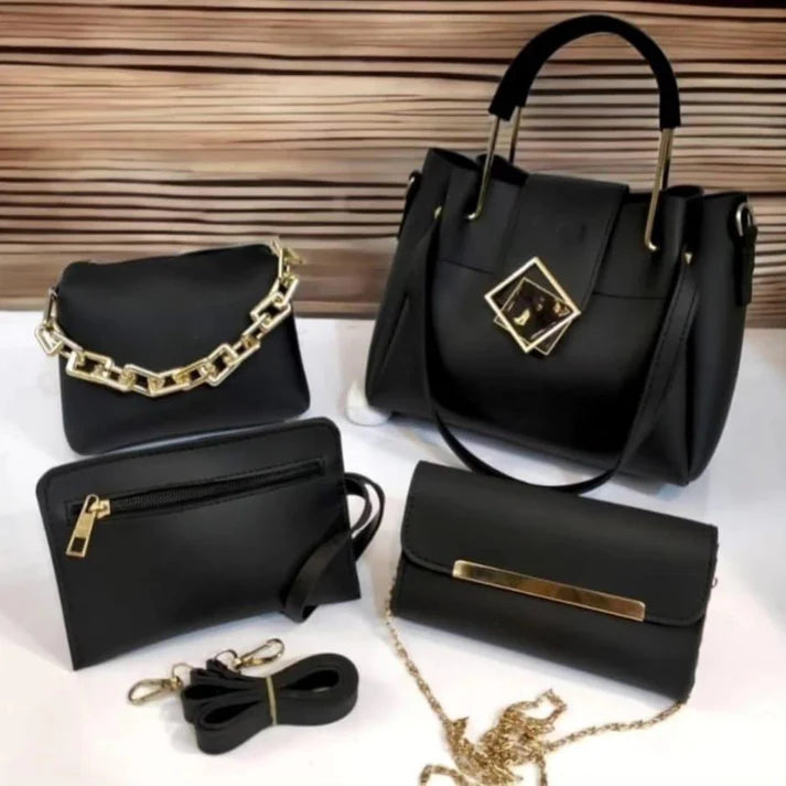 4 PCs Women Premium Quality Bags Set