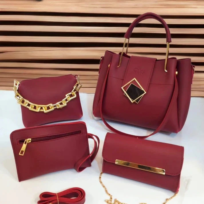 4 PCs Women Premium Quality Bags Set