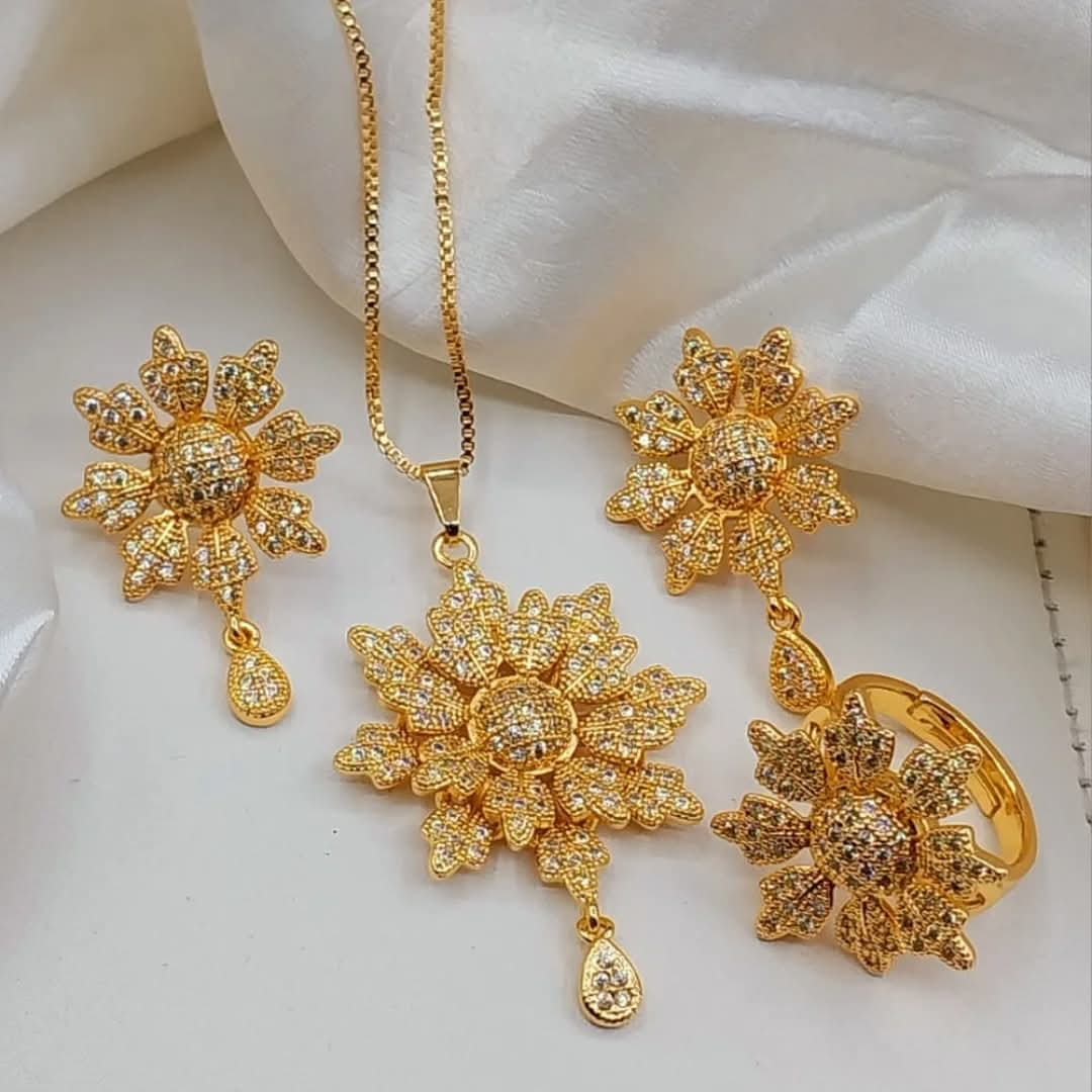 Fancy China gold plated Flower Combo Set