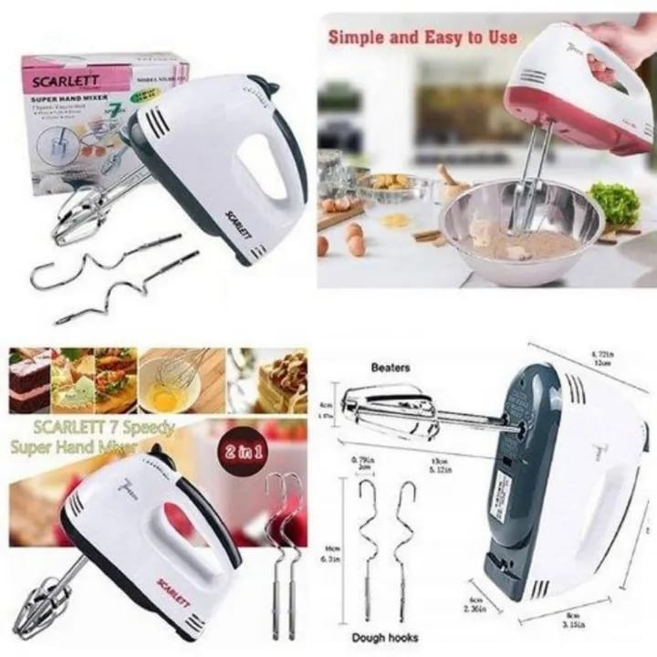 Scarlett 2in1 Electric Hand Mixer Beater 7 Speed Modes