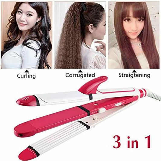 Shinon Professional Hair 3 in 1 Straightener-Curler-Crimper Premium Quality