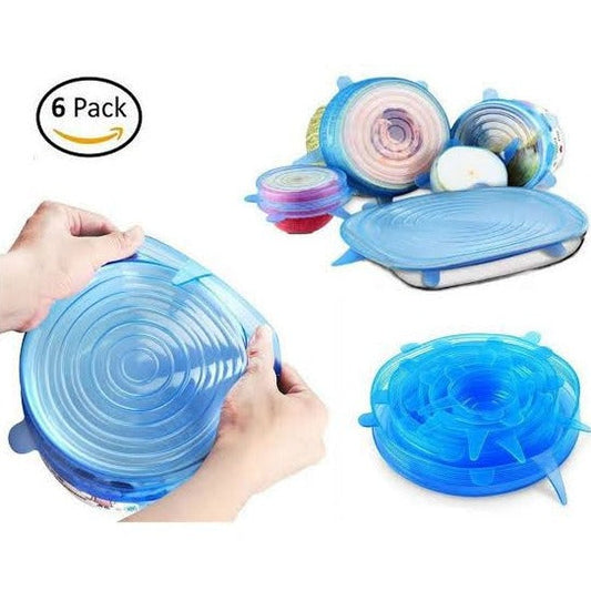 6 Piece Silicone Stretch Lids and Reusable Bowl Covers Food Cover