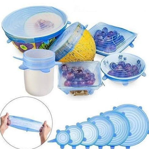 6 Piece Silicone Stretch Lids and Reusable Bowl Covers Food Cover