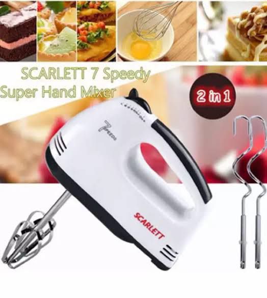 Scarlett 2in1 Electric Hand Mixer Beater 7 Speed Modes